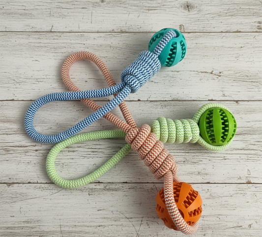 Interactieve Honden Speelbal met Touw en Snoepjesdispenser voor Tandenreiniging